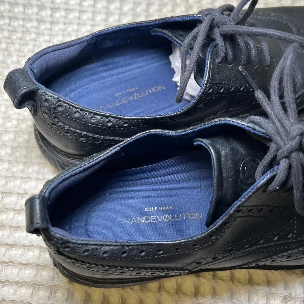 Cole Haan Mens Wingtip Oxford‎ Dress Shoes Black Leather Grand Explore Size 8.5